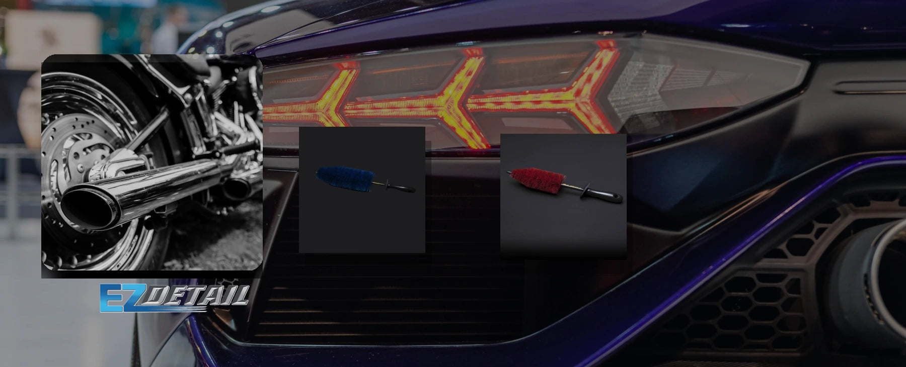 EZ Detailブラシでホイール奥を洗う様子